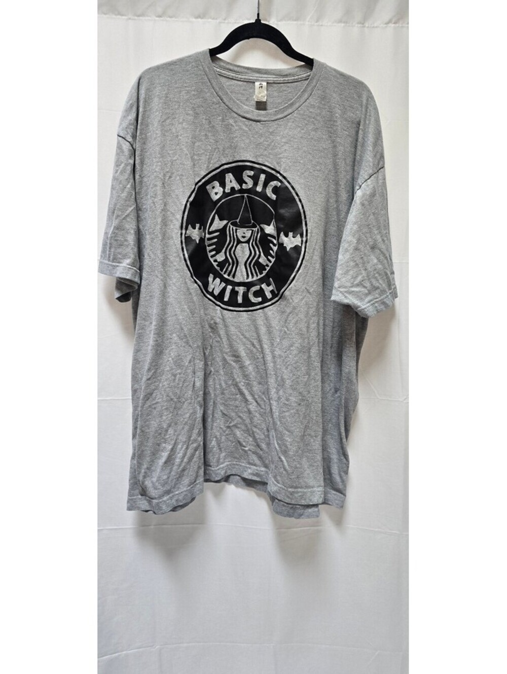 Basic Witch Coffee Parody Graphic T-Shirt Gray 3XL Halloween